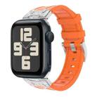 For Apple Watch SE 2023 44mm Diamond Starry Sky Silicone Watch Band(Orange) - 1