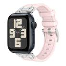 For Apple Watch SE 2023 44mm Diamond Starry Sky Silicone Watch Band(Pink) - 1