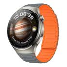 For Huawei Watch 4 Pro 22mm I-shaped Magnetic Silicone Watch Band(Gray+Orange) - 1