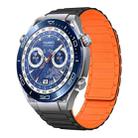 For Huawei Watch Ultimate 22mm I-shaped Magnetic Silicone Watch Band(Black+Orange) - 1