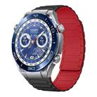 For Huawei Watch Ultimate 22mm I-shaped Magnetic Silicone Watch Band(Black+Red) - 1