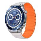 For Huawei Watch Ultimate 22mm I-shaped Magnetic Silicone Watch Band(Starlight+Orange) - 1