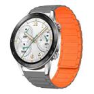 For Honor Watch GS 3i 22mm I-shaped Magnetic Silicone Watch Band(Gray+Orange) - 1