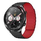 For Honor Watch Dream 22mm I-shaped Magnetic Silicone Watch Band(Black+Red) - 1