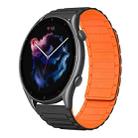 For Amazfit Sport Watch 3 22mm I-shaped Magnetic Silicone Watch Band(Black+Orange) - 1