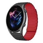 For Amazfit Sport Watch 3 22mm I-shaped Magnetic Silicone Watch Band(Black+Red) - 1