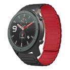 For Amazfit Watch GTR 47mm 22mm I-shaped Magnetic Silicone Watch Band(Black+Red) - 1