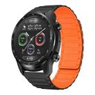 For Ticwatch Pro X 22mm I-shaped Magnetic Silicone Watch Band(Black+Orange) - 1