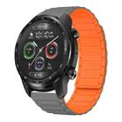 For Ticwatch Pro X 22mm I-shaped Magnetic Silicone Watch Band(Gray+Orange) - 1