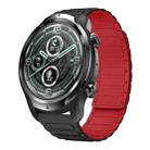 For Ticwatch Pro 3 Lite 22mm I-shaped Magnetic Silicone Watch Band(Black+Red) - 1