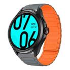 For Ticwatch Pro 22mm I-shaped Magnetic Silicone Watch Band(Gray+Orange) - 1