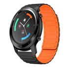 For Ticwatch GTX 22mm I-shaped Magnetic Silicone Watch Band(Black+Orange) - 1