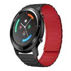 For Ticwatch GTX 22mm I-shaped Magnetic Silicone Watch Band(Black+Red) - 1