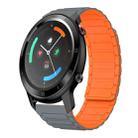 For Ticwatch GTX 22mm I-shaped Magnetic Silicone Watch Band(Gray+Orange) - 1