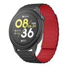 For COROS Pace 3 22mm I-shaped Magnetic Silicone Watch Band(Black+Red) - 1