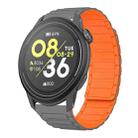 For COROS Pace 3 22mm I-shaped Magnetic Silicone Watch Band(Gray+Orange) - 1