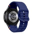 For Samsung Galaxy Watch 6 Classic Wave Pattern Stitched Silicone Watch Band(Dark Blue) - 2