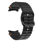 For Samsung Galaxy Watch 4 Classic 42 / 46mm Wave Pattern Stitched Silicone Watch Band(Black) - 3