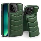For iPhone 13 Pro Max Down Jacket Card Bag Holder MagSafe Phone Case(Dark Green) - 1