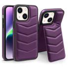 For iPhone 14 Plus Down Jacket Card Bag Holder MagSafe Phone Case(Purple) - 1