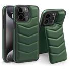 For iPhone 15 Pro Down Jacket Card Bag Holder MagSafe Phone Case(Dark Green) - 1