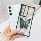 For Samsung Galaxy S24 5G Electrpolated 3D Butterfly Holder TPU Phone Case(Black) - 1