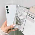 For Samsung Galaxy S24 5G Electrpolated 3D Butterfly Holder TPU Phone Case(Silver) - 1