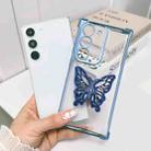 For Samsung Galaxy S23 5G Electrpolated 3D Butterfly Holder TPU Phone Case(Blue) - 1