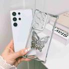 For Samsung Galaxy S22 Ultra 5G Electrpolated 3D Butterfly Holder TPU Phone Case(Silver) - 1