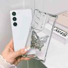 For Samsung Galaxy S21 FE 5G Electrpolated 3D Butterfly Holder TPU Phone Case(Silver) - 1