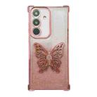 For Samsung Galaxy A15 Electroplated Glitter 3D Butterfly Four-corner Shockproof TPU Phone Case(Gradient Pink) - 1