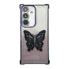 For Samsung Galaxy A35 Electroplated Glitter 3D Butterfly Four-corner Shockproof TPU Phone Case(Gradient Purple) - 1