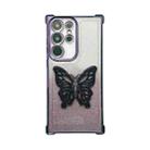 For Samsung Galaxy S24 Ultra 5G Electroplated Glitter 3D Butterfly Four-corner Shockproof TPU Phone Case(Gradient Purple) - 1