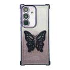 For Samsung Galaxy S24+ 5G Electroplated Glitter 3D Butterfly Four-corner Shockproof TPU Phone Case(Gradient Purple) - 1