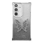 For Samsung Galaxy S23 FE 5G Electroplated Glitter 3D Butterfly Four-corner Shockproof TPU Phone Case(Gradient Silver) - 1