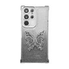 For Samsung Galaxy S23 Ultra 5G Electroplated Glitter 3D Butterfly Four-corner Shockproof TPU Phone Case(Gradient Silver) - 1