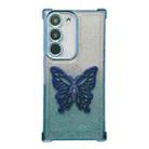 For Samsung Galaxy S22+ Electroplated Glitter 3D Butterfly Four-corner Shockproof TPU Phone Case(Gradient Blue) - 1