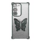 For Samsung Galaxy S22+ Electroplated Glitter 3D Butterfly Four-corner Shockproof TPU Phone Case(Gradient Black) - 1