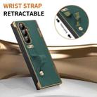 For Samsung Galaxy Z Fold7 Retractable Wrist Strap Invisible Stand Phone Case(Green) - 2