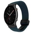 For Amazfit Watch GTR 2e 22mm Magnetic Buckle Braided Watch Band(Forest Green) - 1