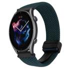 For Amazfit Sport Watch 3 22mm Magnetic Buckle Braided Watch Band(Forest Green) - 1