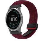 For Garmin Vivoactive 4 22mm Magnetic Buckle Braided Watch Band(Wine Red) - 1