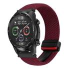 For Ticwatch Pro X 22mm Magnetic Buckle Braided Watch Band(Black Sand Red) - 1