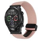 For Ticwatch Pro X 22mm Magnetic Buckle Braided Watch Band(Pink) - 1