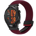 For Ticwatch Pro 3 Ultra 22mm Magnetic Buckle Braided Watch Band(Wine Red) - 1