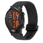 For Ticwatch Pro 3 22mm Magnetic Buckle Braided Watch Band(Black Gray) - 1