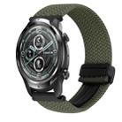 For Ticwatch Pro 2021 22mm Magnetic Buckle Braided Watch Band(Olive Green) - 1