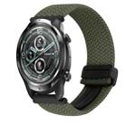 For Ticwatch Pro 22mm Magnetic Buckle Braided Watch Band(Olive Green) - 1