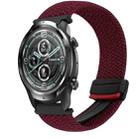 For Ticwatch Pro 22mm Magnetic Buckle Braided Watch Band(Wine Red) - 1