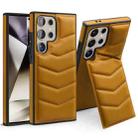 For Samsung Galaxy S22+ 5G Down Jacket Card Bag Holder MagSafe Phone Case(Brown) - 1